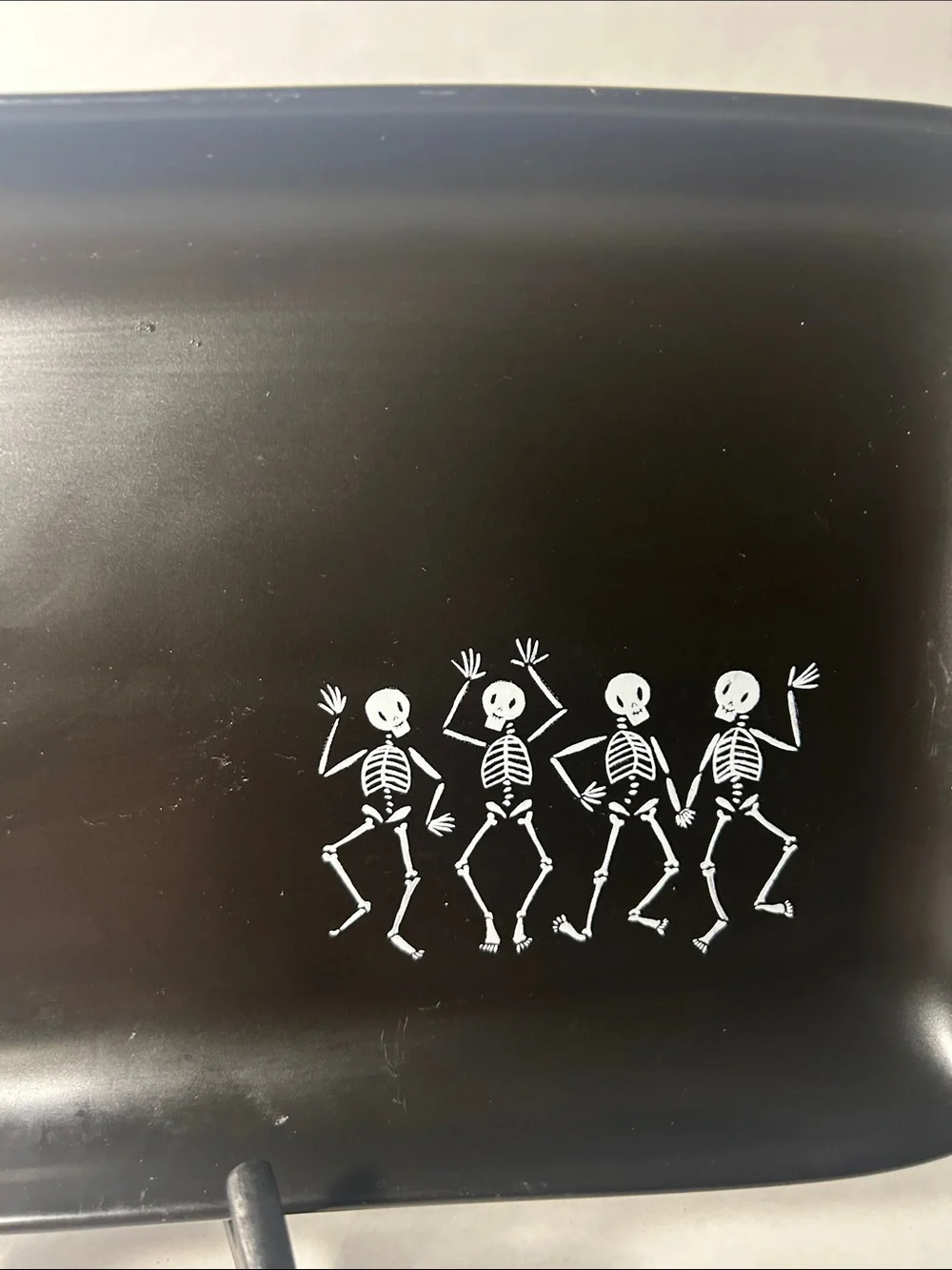 Rae Dunn Black Halloween Tray with Dancing Skeletons